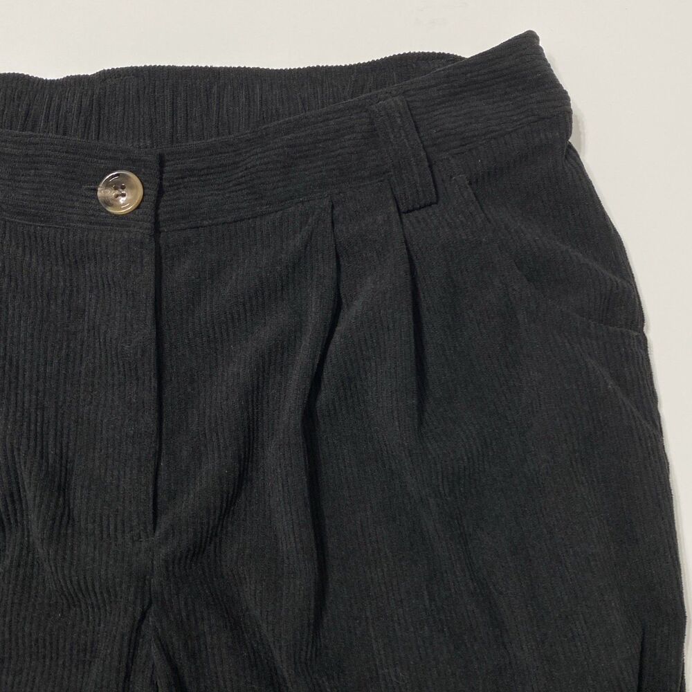 Halara Pants Women's L Black Corduroy Ribbed Pleated High Rise Athleisure NEW - Picture 8 of 9